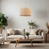 Beżowa lampa wisząca abażurowa słomkowa boho designerska nowoczesna dekoracyjna salonowa CALMA 11602 TK-LIGHTING